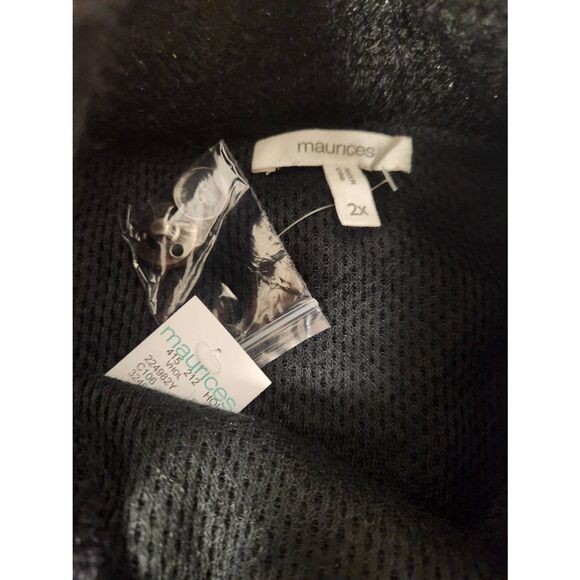 NWT Maurices black 2x Metallic Asymmetrical Cardigan (L) - Picture 4 of 6